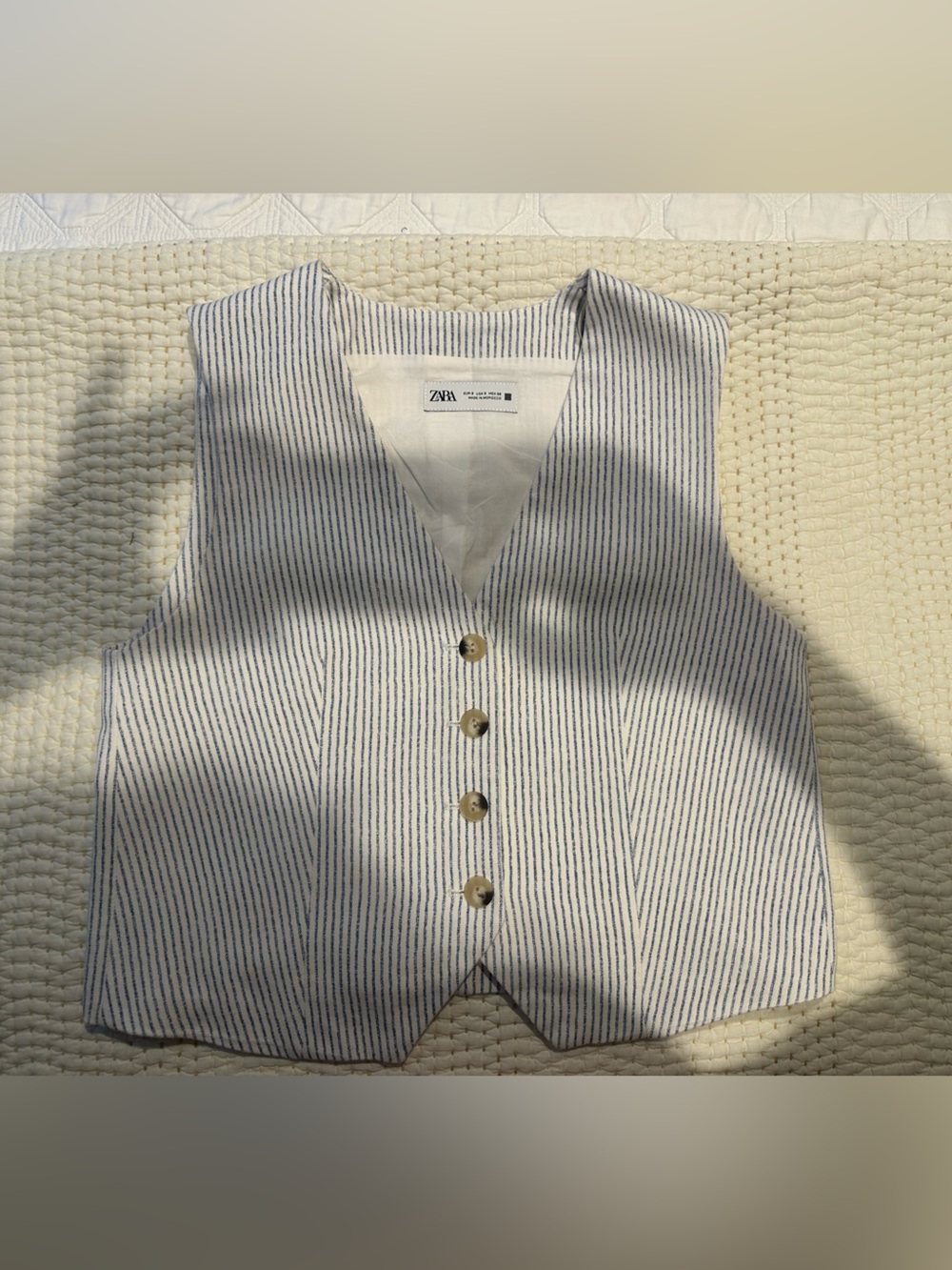 ZARA Blue and White Stripe vest